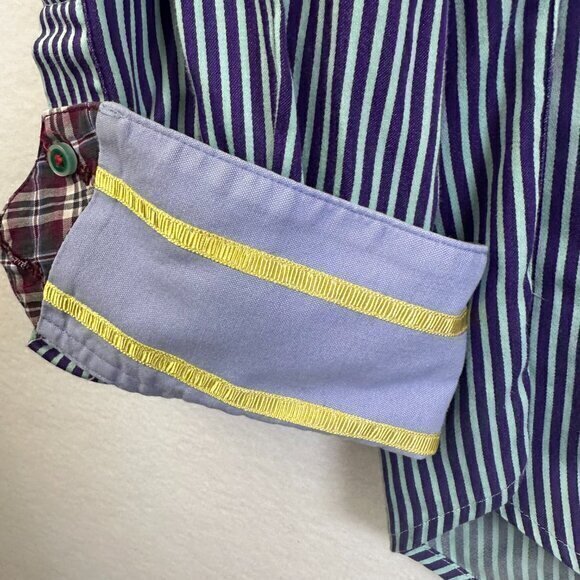 Robert Graham Shirt Mens Large Cotton Stripe Flip Cuff   button up blue yellow - Picture 3 of 8